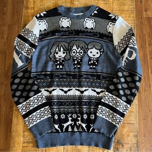 Harry Potter Blue Holiday Christmas Sweater Size S